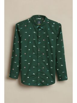 Allen Solly - Boys Green Print Casual Shirt