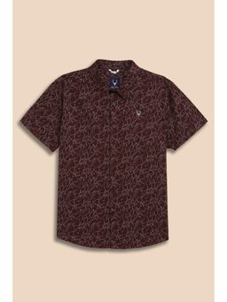Allen Solly - Boys Maroon Print Casual Shirt