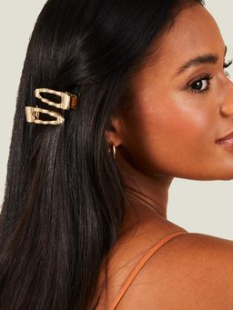 Accessorize London - Gold Crinkle Snap Clips (Pack of 2)