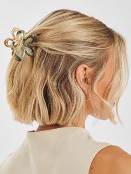 Accessorize London - Green Resin Flower Shaped Claw Clip