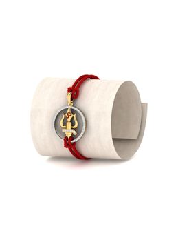 KuberBox - 18K Yellow Gold Tridev Rakhi Cum Pendant