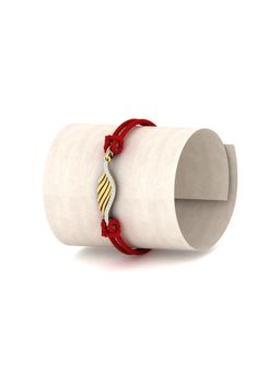 KuberBox - 18K Yellow Gold Multi-Color Angel's Wing Rakhi Cum Pendant