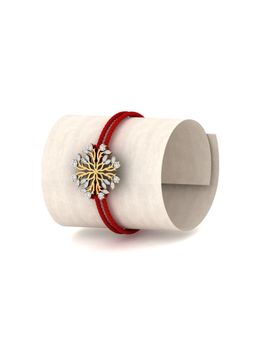 KuberBox - 18K Yellow Gold Multi-Color Banyan Tree Rakhi Cum Pendant