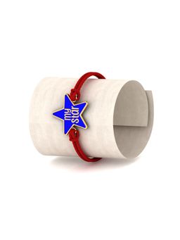 KuberBox - 18K Yellow Gold Navy Blue My Star Enamel Rakhi