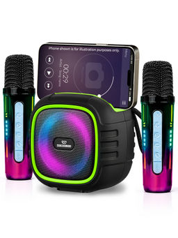 Wembley - Karaoke Bluetooth Speaker with 2 Mics RGB Lights, Mobile Stand & 5 Voice Modes