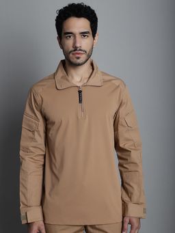 MountMiller - Men's Solid Full Sleeve Ripstop Tactical Polo T-Shirt | Anti-Odor | Moisture-Wicking | UV Protective