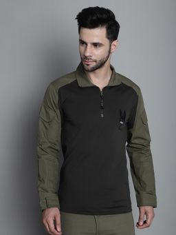 MountMiller - Men's Solid Full Sleeve Ripstop Tactical Polo T-Shirt | Anti-Odor | Moisture-Wicking | UV Protective