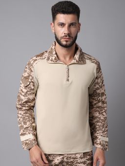 MountMiller - Men's Camouflage Full Sleeve Ripstop Tactical Polo T-Shirt |Moisture-Wicking | UV Protective