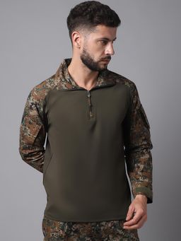 MountMiller - Men's Camouflage Full Sleeve Ripstop Tactical Polo T-Shirt |Moisture-Wicking | UV Protective