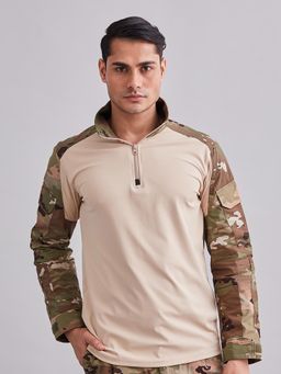 MountMiller - Men's Camouflage Full Sleeve Ripstop Tactical Polo T-Shirt |Moisture-Wicking | UV Protective