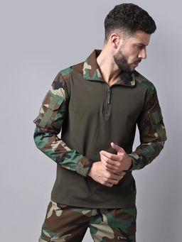 MountMiller - Men's Camouflage Full Sleeve Ripstop Tactical Polo T-Shirt |Moisture-Wicking | UV Protective