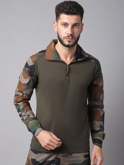 MountMiller - Men's Camouflage Full Sleeve Ripstop Tactical Polo T-Shirt |Moisture-Wicking | UV Protective