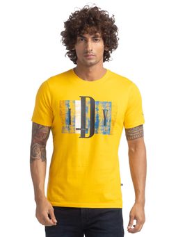Parx - Regular Fit Graphic Print Medium Yellow T-Shirt