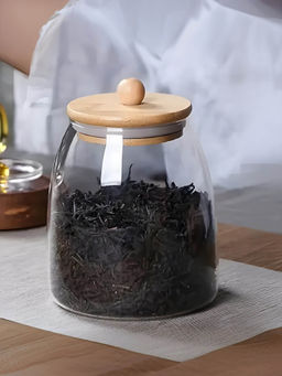 The Better Home - Borosilicate Glass Jars for Kitchen Storage with Bamboo lid 1000ml