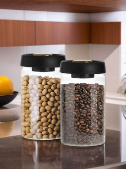 The Better Home - Borosilicate Glass Jar with Vacuum Lid 1200ml (Pack of 2)