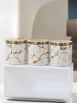 The Better Home - Ceramic Jars For Kitchen With Ceramic Lids 310ml (Pack of 3)