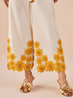 CHANDRIMA - Ivory Sunflower Kimono Shirt