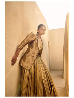 ASHNA VASWANI - Gold Silk Jacquard Blazer
