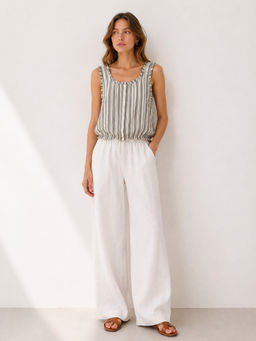 Scoup - Cotton Stripe Grey Vest Top