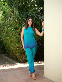 LABEL APURVA - The Brushstroke Blue Co-Ord Set