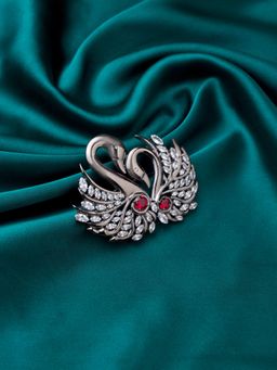 Cosa Nostraa - Antique Black Twin Swan Brooch