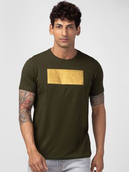 Spykar - Green Round Neck Half Sleeves Blended T-Shirt For Men