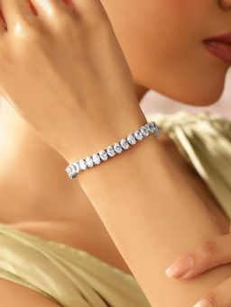 Priyaasi - Silver Plated American Diamond Bracelet
