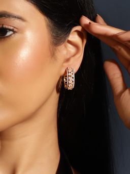 Priyaasi - American Diamond Fancy Elegance Gold Plated Hoop Earrings