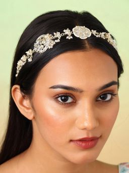 Priyaasi - Chand Design Kundan Pearl Pattern Gold Plated Matha Patti