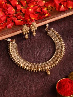 Priyaasi - Kemp Floral Pattern Gold Elegance Jewellery Set