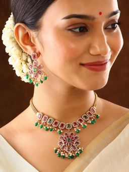 Priyaasi - Floral Multi-Color Stones Blooming Jewellery Set