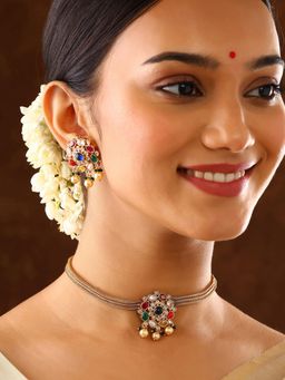 Priyaasi - Navaratna Elegance Floral Jewellery Set