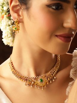 Priyaasi - Multi-Color Stones Elegance Gold Plated Jewellery Set