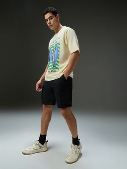DILLINGER - Men Round Neck Half Sleeve White Printed Oversized Fit T-Shirt