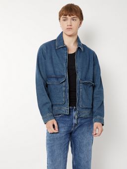 max - Blue Men Washed Denim Jacket