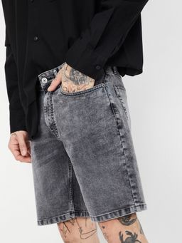 max - Grey Men Washed Denim Shorts