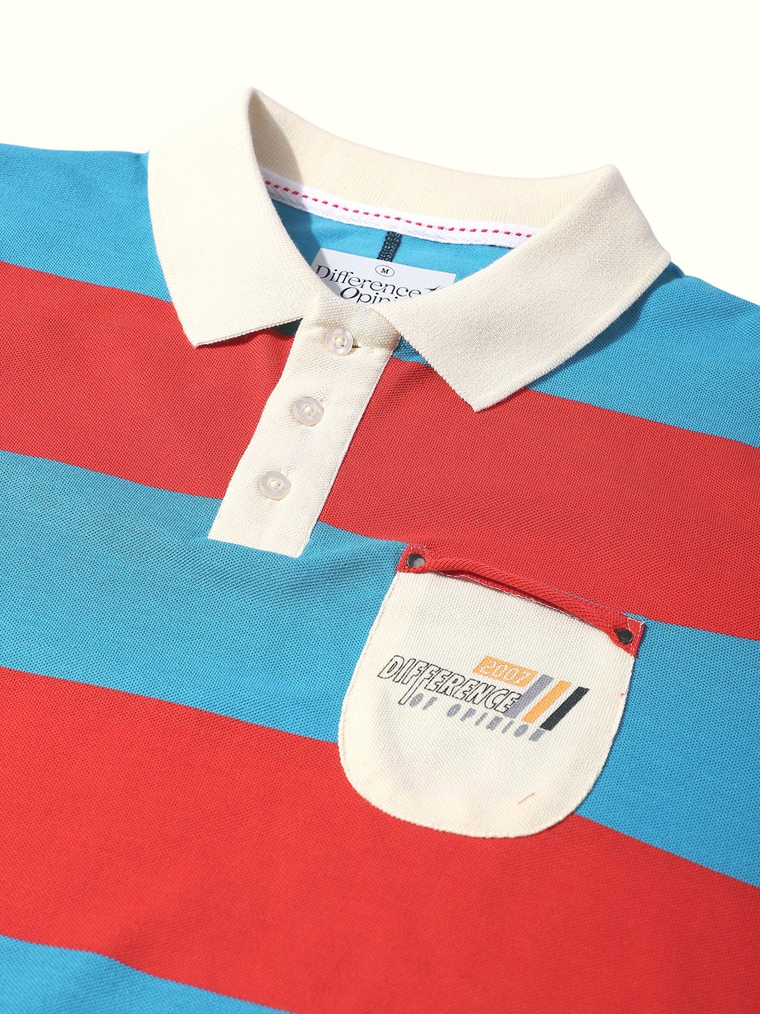 Men Regular Fit Long Sleeve Striped Blue Polo T-Shirt