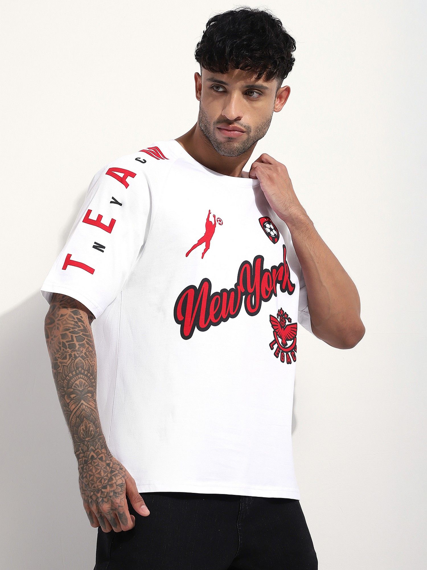 Men Oversized Raglan White T-Shirt