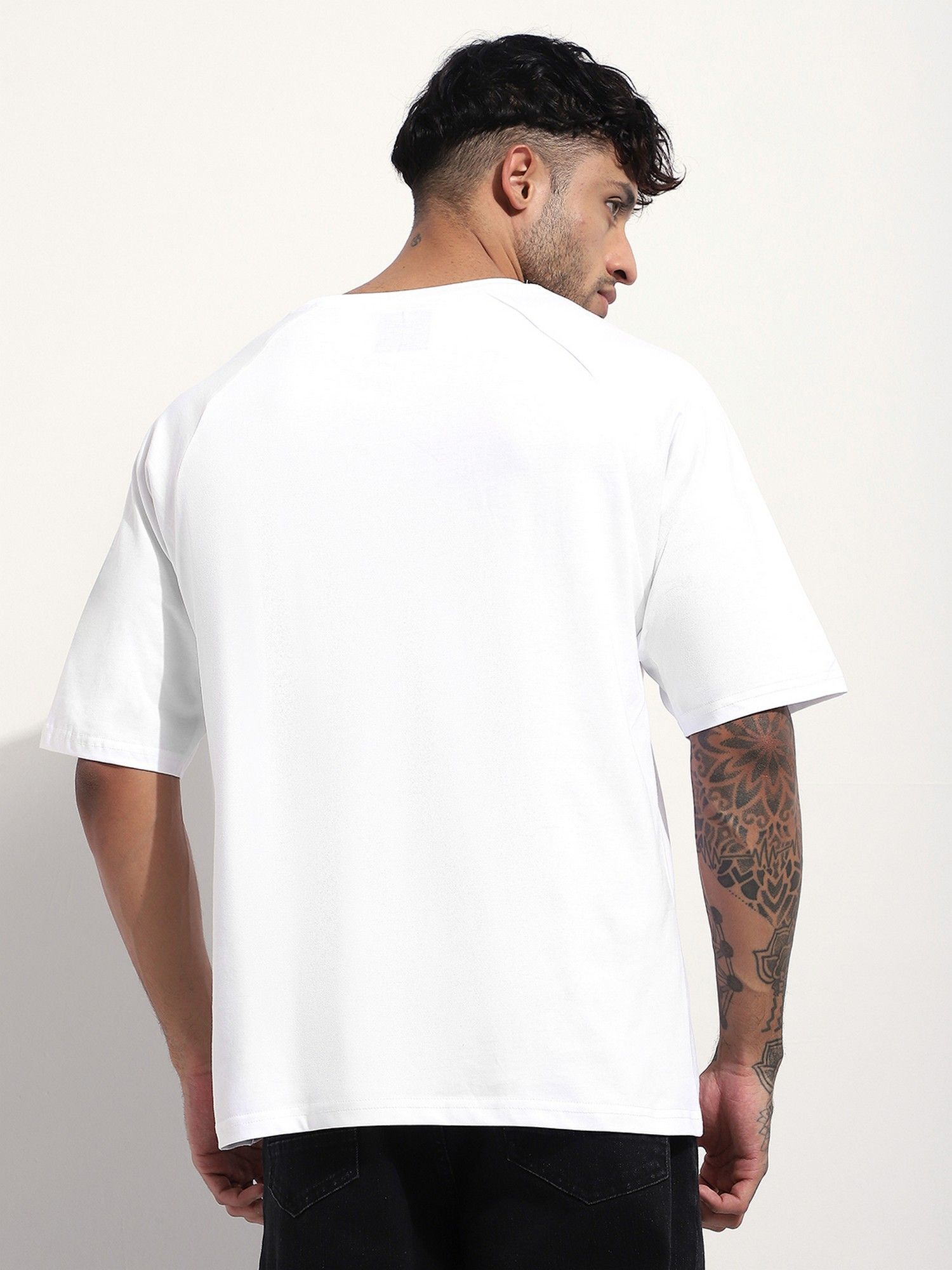 Men Oversized Raglan White T-Shirt