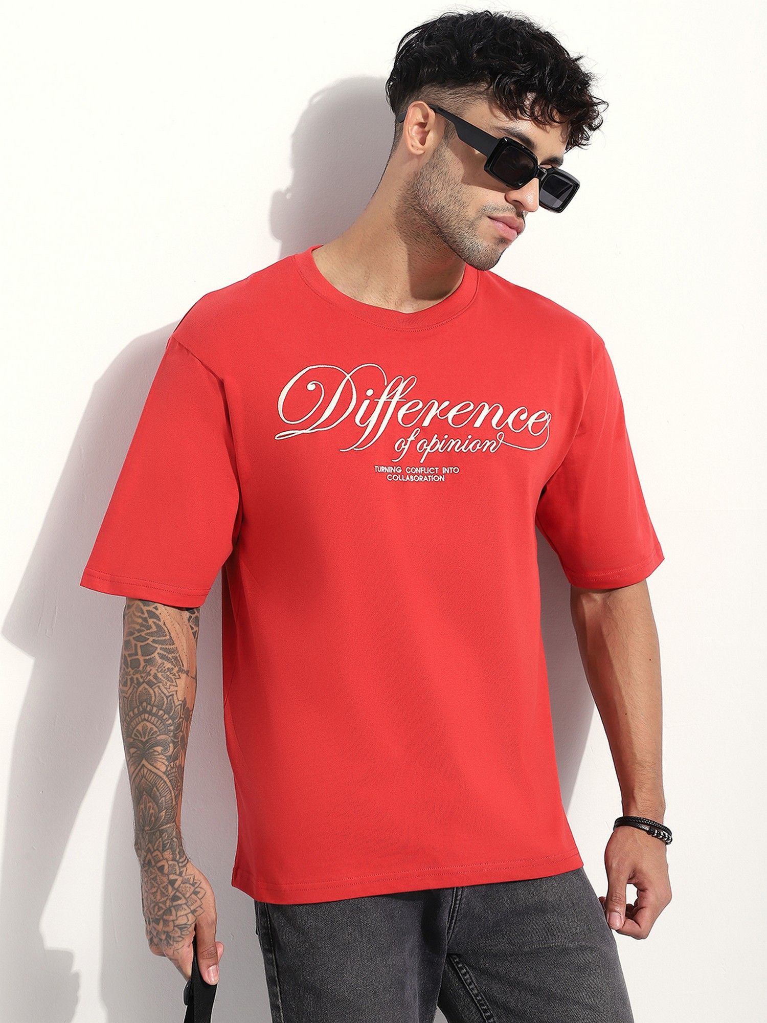 Men Oversized Red T-Shirt