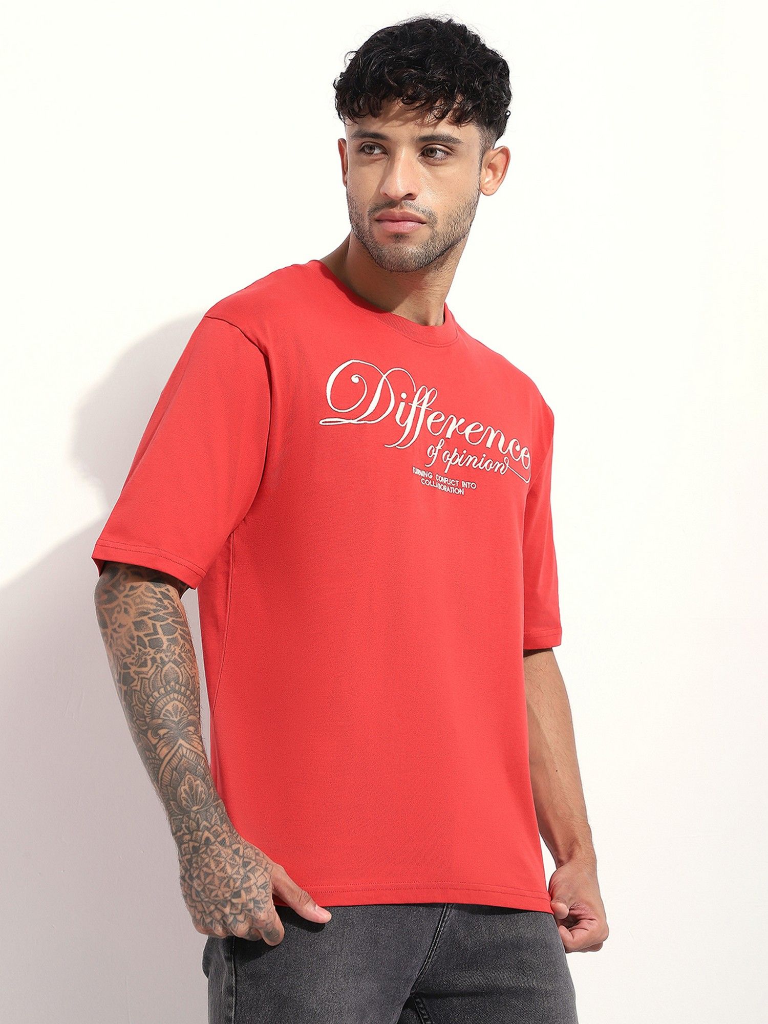Men Oversized Red T-Shirt