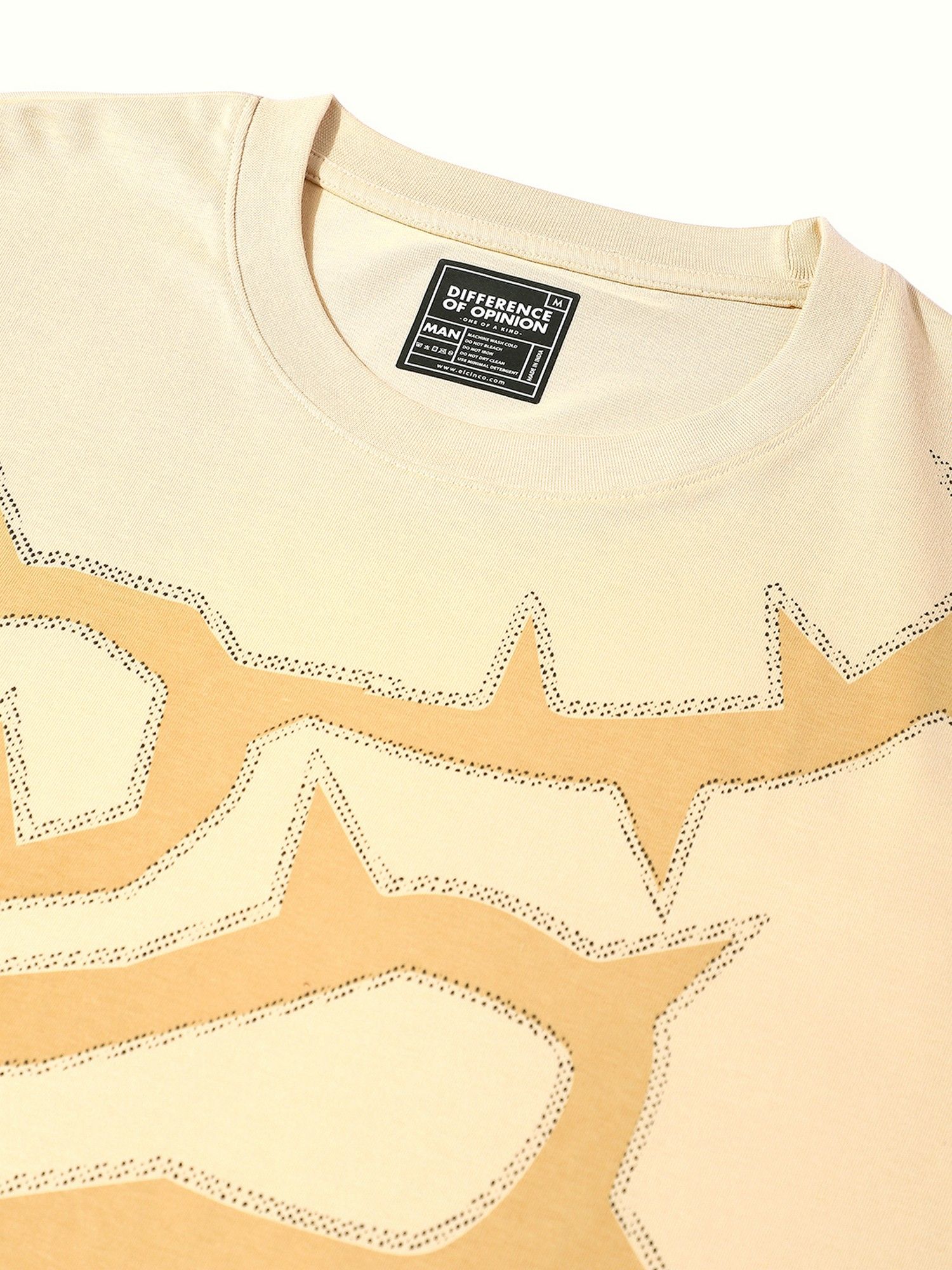 Beige Men Oversized Printed T-Shirt