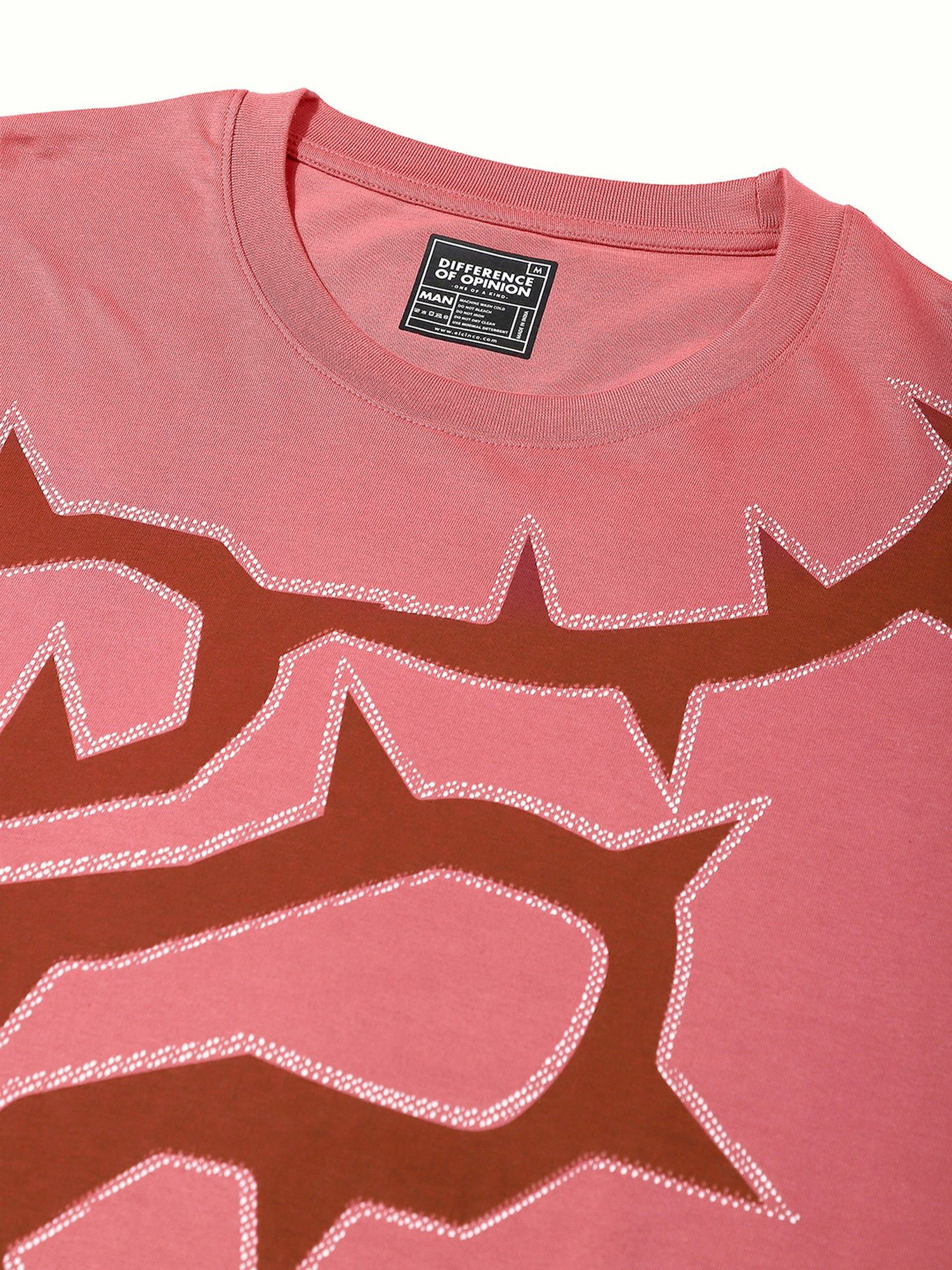 Mauve Men Oversized Printed T-Shirt