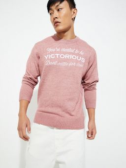 max - Pink Men Embroidered Sweater