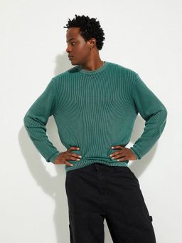 max - Olive Men Acid Washed Sweater
