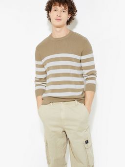 max - Beige Men Striped Sweater