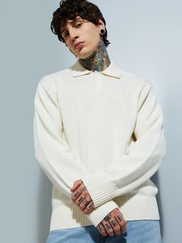 max - Cream Men Textured Sweater
