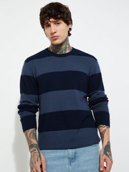 max - Blue Men Striped Sweater
