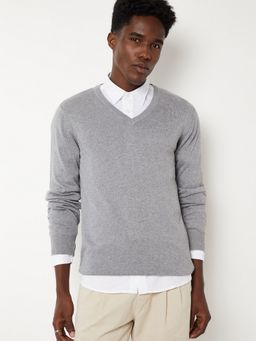 max - Grey Men Knit Sweater