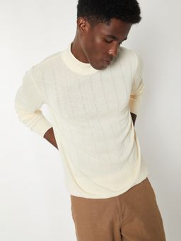 max - Beige Men Knit Slim Fit Sweater